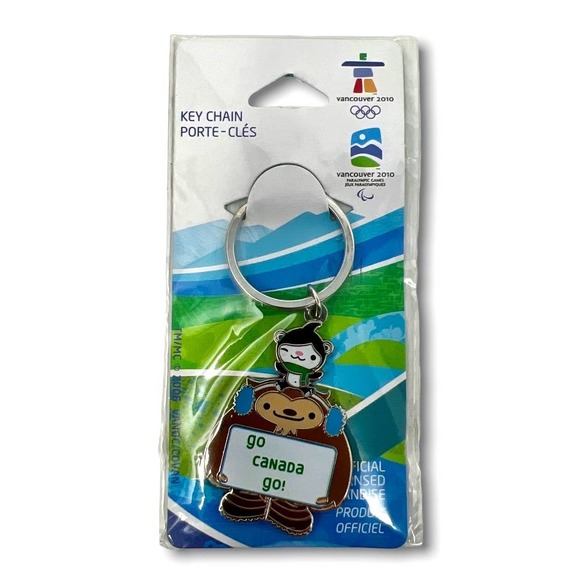 Vancouver 2010 Olympics Official Licensed Keychain Mascots Go Canada Go Sign - Picture 6 of 6